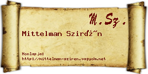 Mittelman Szirén névjegykártya